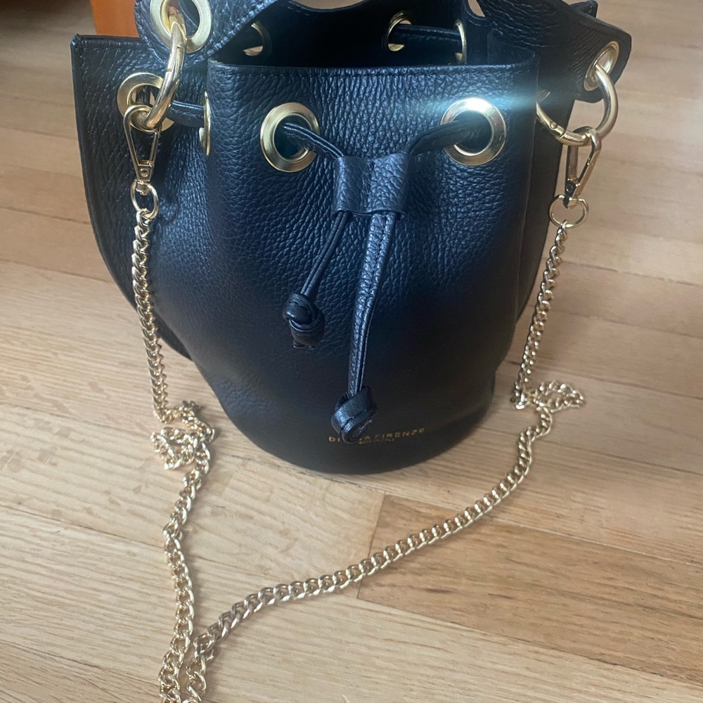 Divina Firenze Made in Italy Black Leather Bucket Bag - Picture 5 of 8